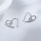 Heart Drop Earring 1 Pair - Hook Earring - Love Heart - Silver - One Size