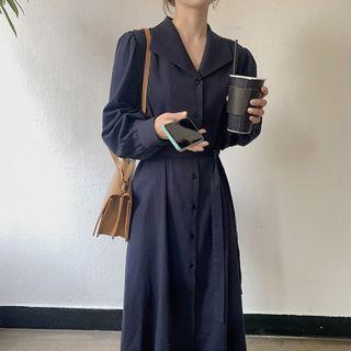 Single Breasted Tie Waist Shirt Dress