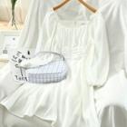 Long-sleeve Ruched A-line Chiffon Dress