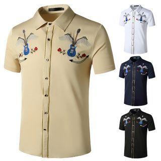 Short-sleeve Guitar Embroidered Shirt
