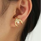 Faux Pearl Alloy Cuff Earring 1 Pc - Cuff Earring - Gold - One Size