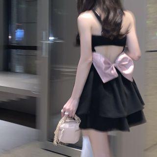 Bow Open Back A-line Mini Dress