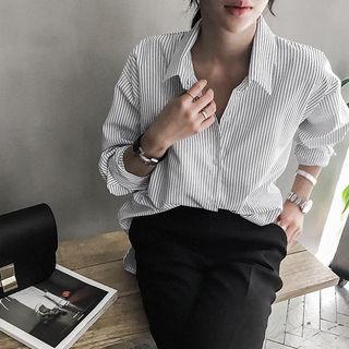 Wide-cuff Pinstripe Shirt Stripe - One Size