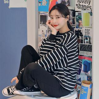 Fleece-lined Stripe Sweatshirt