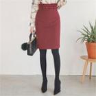 Paperbag-waist Pencil Skirt With Belt