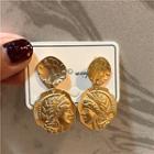 Embossed Alloy Face Dangle Earring 1 Pair - As Shown In Figure - One Size