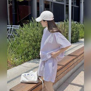 Set: Pastel Drawstring-hem T-shirt + Shorts