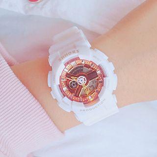 Set: Silicone Sport Watch + Triangle Open Bangle