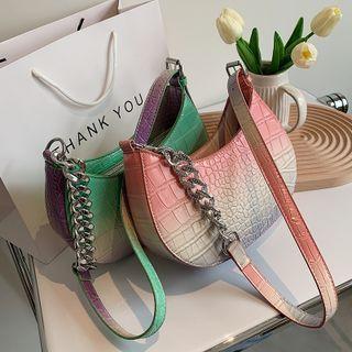 Gradient Croc Grain Shoulder Bag