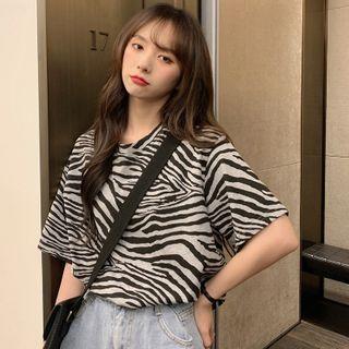 Short Sleeve Zebra Pattern T-shirt