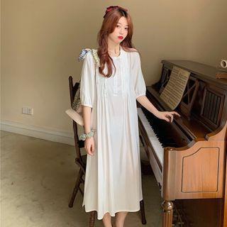 Plaid Puff-sleeved Shirt Dress