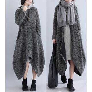 Asymmetric Zip-up Midi Cardigan