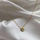Lettering Alloy Disc Pendant Necklace E54 - Necklace & Case - One Size