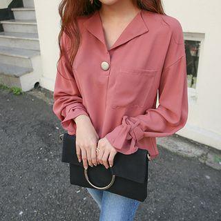 Tie-cuff Half-placket Blouse