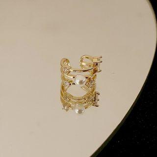Beaded Ear Cuff 1 Pair - Gold - One Size