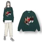 Dog Print Sweater Green - One Size