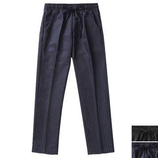 Drawstring-waist Pinstripe Dress Pants