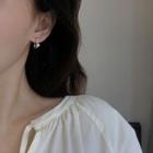 Faux Pearl Alloy Earring Eh1343 - 1 Pair - Rose Gold & White - One Size