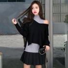 Sleeveless Turtleneck Knit Top / Sweater / Knit Skirt