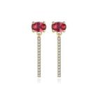 Fashion Simple Plated Gold Geometric Oval Tassel Earrings With Red Cubic Zirconia Silver - One Size