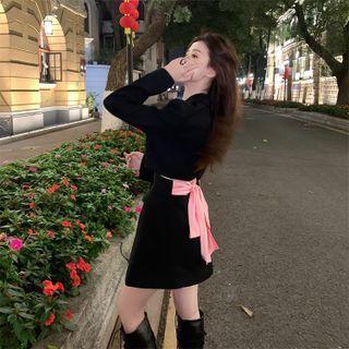 Long-sleeve Bow Back Mini Blazer Dress