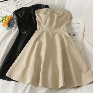 Faux-leather Mini Tube Dress