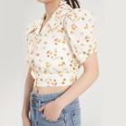 Cropped V-neck Floral Top