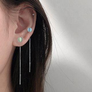 Cat Eye Stone Threader Earring
