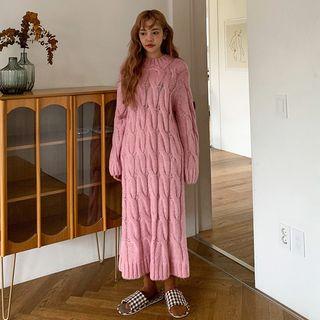 Long-sleeve Midi Cable-knit Dress