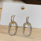Rhinestone Oval Dangle Earring 1 Pair - Silver Needle - Gold - One Size