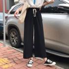 Plain High-waist Cropped Wide Leg Pants