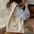 Cat Embroidered Tote Bag