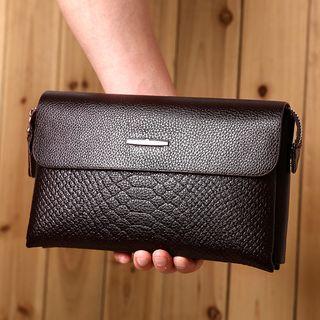 Faux-leather Metal-detail Clutch Bag