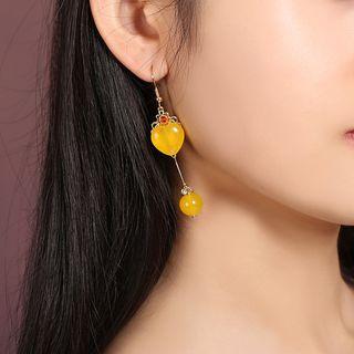Retro Heart & Bead Dangle Earring