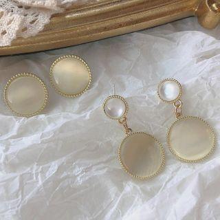 Cat Eye Stone Disc Earring