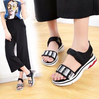 Sequined Adhesive Strap Sandals