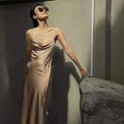 Faux-pearl Strap Sleeveless Dress
