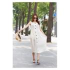 Sleeveless Buttoned Cotton Long Dress