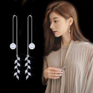 Embellished Leaf Drop Earring