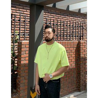 Letter-patched Pigment-washed T-shirt