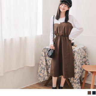 Long Sleeve Mock Two Piece A-line Dress