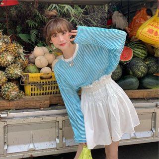 Long-sleeve Striped T-shirt / Skort