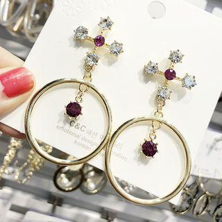 Rhinestone Cross Hoop Dangle Earring As Shown In Figure - One Size