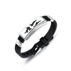 Fashion Creative Pattern Geometric Rectangular 316l Stainless Steel Silicone Bracelet Silver - One Size