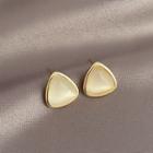 Sterling Silver Cat Eye Stone Triangle Stud Earring 1 Pair - Gold - One Size
