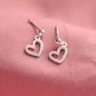 925 Sterling Silver Perforated Heart Earring Ed111-0-2 - Silver - One Size