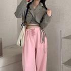 Tie-strap Cropped Blazer / Sweatpants