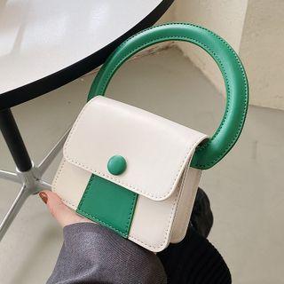 Two-tone Faux Leather Hand Bag