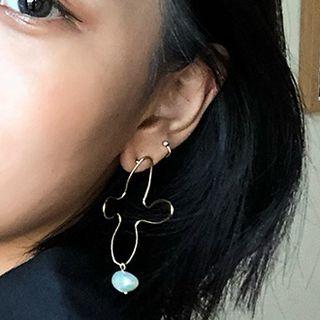 Faux Pearl Wirework Flower Dangle Earring As Shown In Figure - One Size