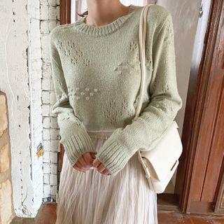 Pompom Detail Pointelle-knit Top